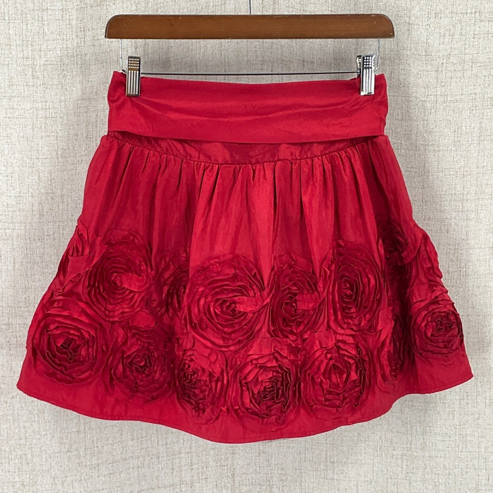 Takara Rosette Skirt Kids Size S Red Holiday Party Bow Coquette Event